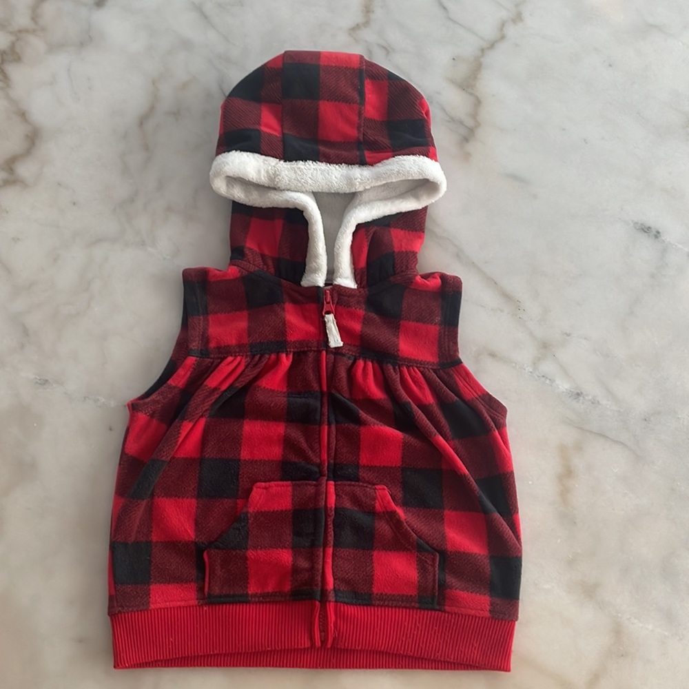 Baby Girl Red Vest with Hoodie - 24 Months